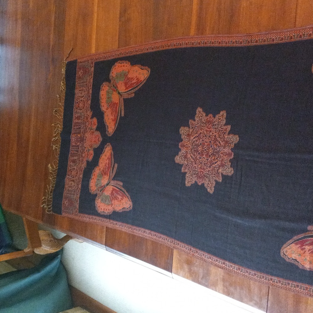 Reversible black and orange scarf